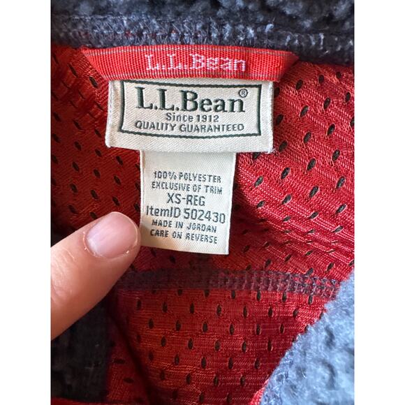 L.L. Bean Gray Sherpa Fleece XS Women’s Vest Orange Accents - Picture 2 of 6